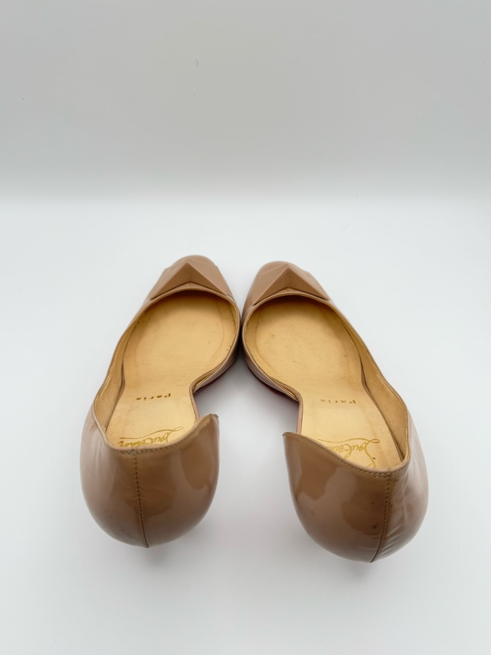 Christian Louboutin Nude Patent Leather D’Orsay Bow Pumps Heels EU 38 - Picture 4 of 6